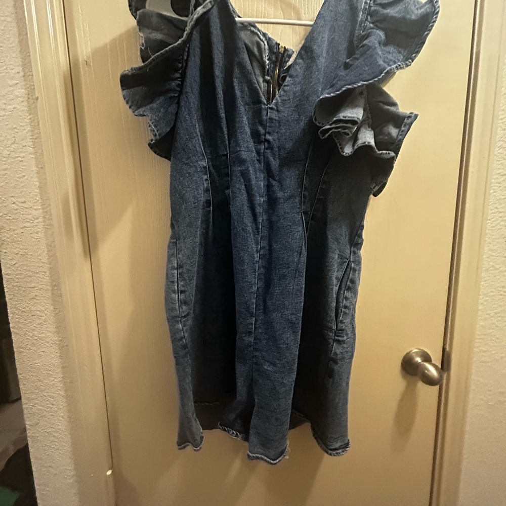 Denim ruffled dress